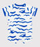Tutina corta a maniche corte in cotone con squali stampati neonato blu MARSHMALLOW/ PORCELANA