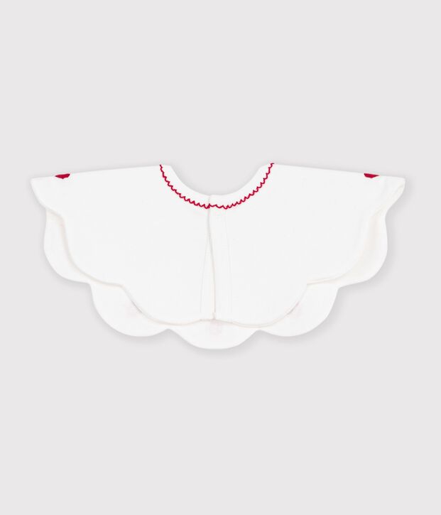 Bavaglino in cotone con cuori ricamati neonata bianco