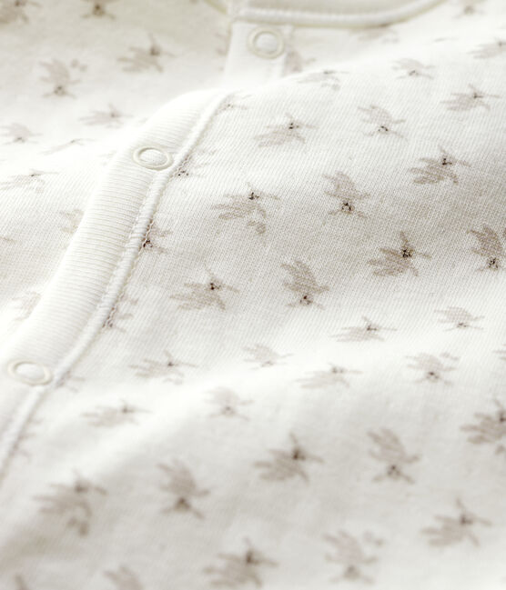 Combisac bebè fantasia coniglietti in cotone biologico bianco MARSHMALLOW/bianco MULTICO