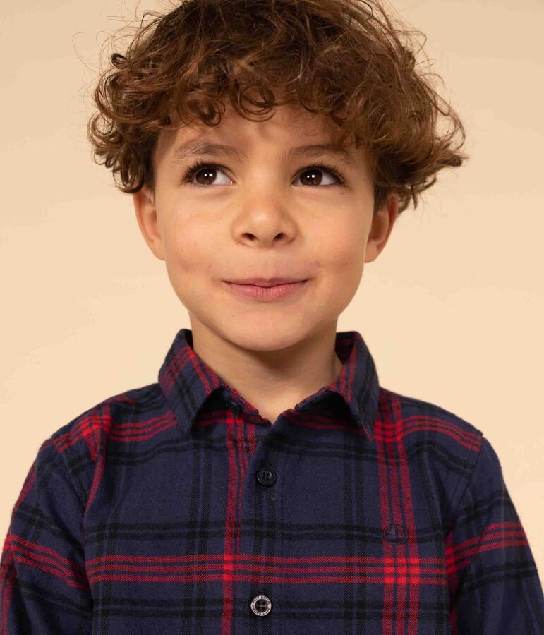 Camicia a quadri in flanella di cotone bambino blu/multicolore