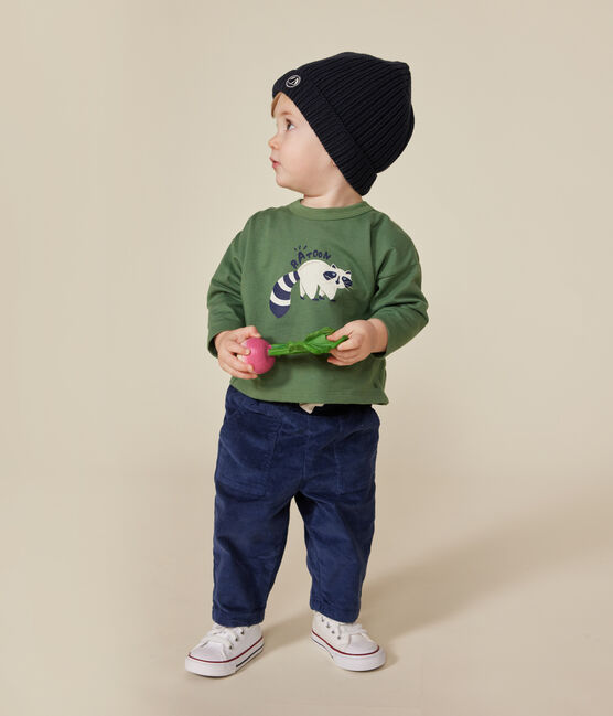 T-shirt a maniche lunghe in jersey sottile neonato verde PALMERAIE