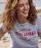 T-shirt LA REGULAR girocollo in cotone donna bianco MARSHMALLOW/blu PERSE