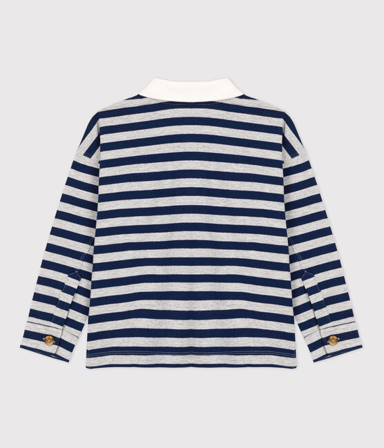 Polo bambino a maniche lunghe a righe in cotone blu MEDIEVAL/ FUMEE
