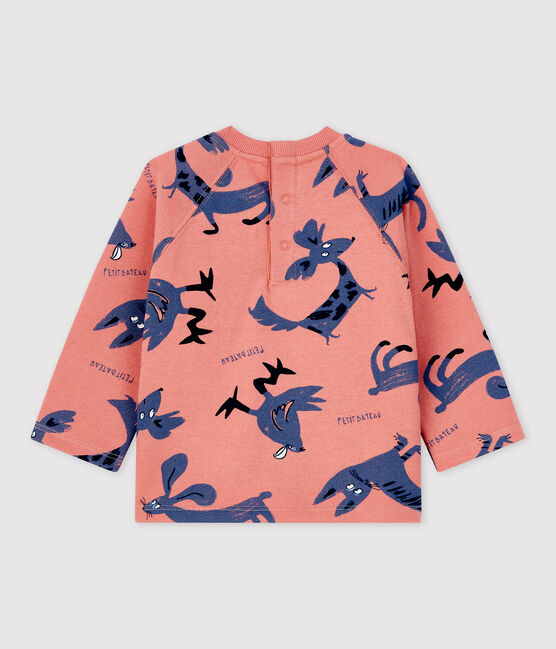 Felpa bebè in molleton con fantasia animaletti rosa PAPAYE/ MULTICO