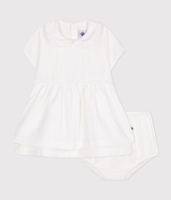 Abito e bloomer in piqué di cotone neonato bianco ECUME