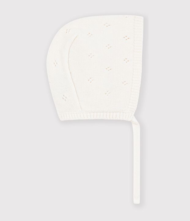 Cappellino in maglia traforata neonato bianco