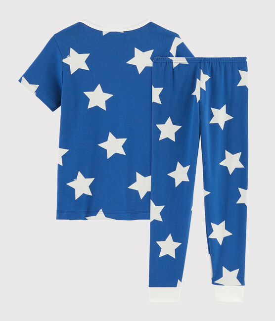 Pigiama bambino fantasia stelle a costine blu MAJOR/bianco ECUME