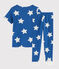 Pigiama bambino fantasia stelle a costine blu MAJOR/bianco ECUME