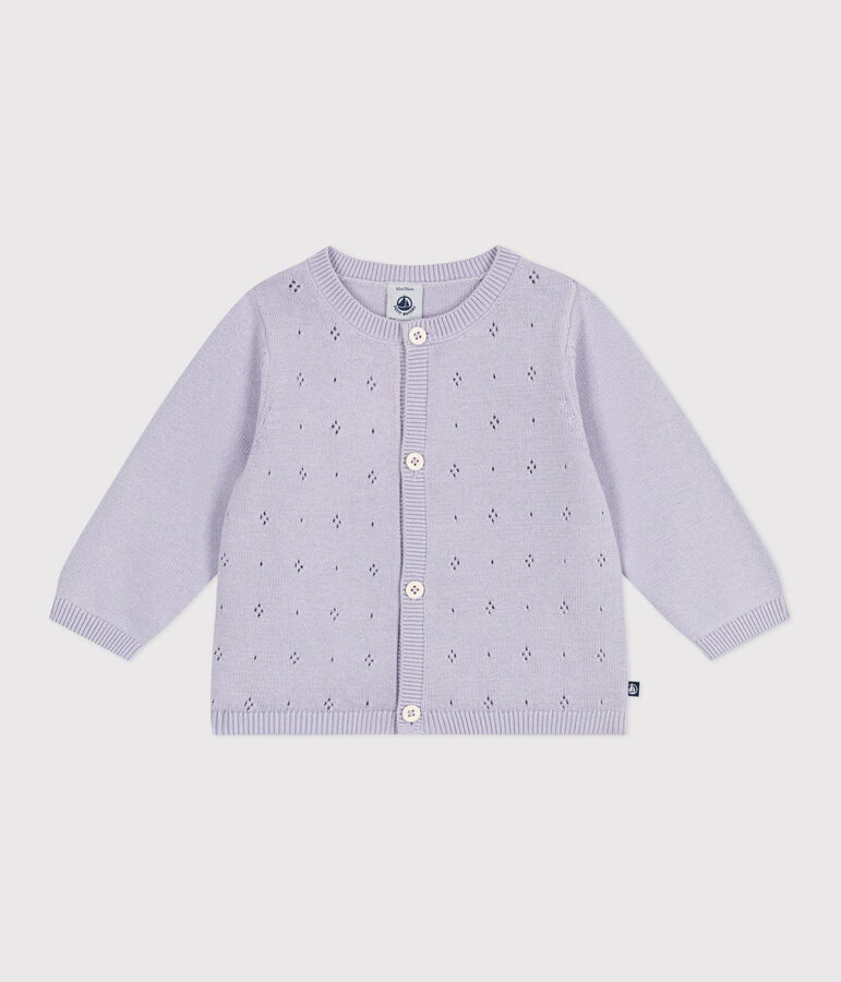 Cardigan in maglia di cotone tinta unita neonato viola