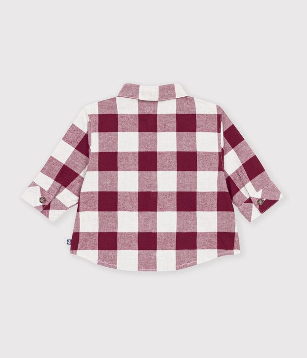 Camicia in flanella a quadri neonato marrone/beige