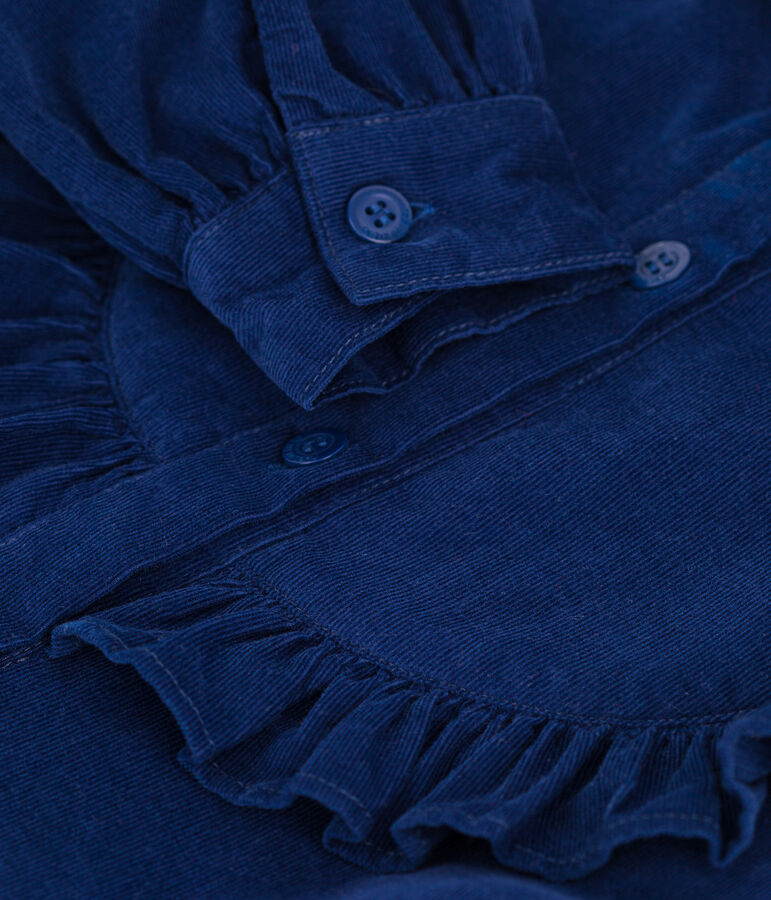 Abito maniche lunghe in velluto fine bambina blu