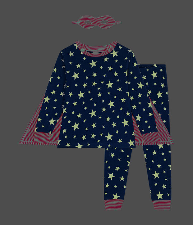 Pigiama bambino travestimento fosforescente in cotone blu/multicolore