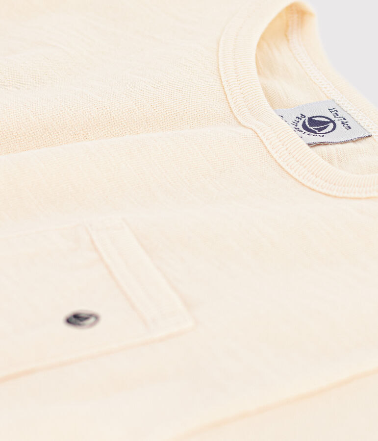 T-shirt a maniche corte beb&egrave; in jersey fiammato ecru