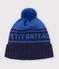 Cuffietta in maglia jacquard foderata in pile bambino blu/blu