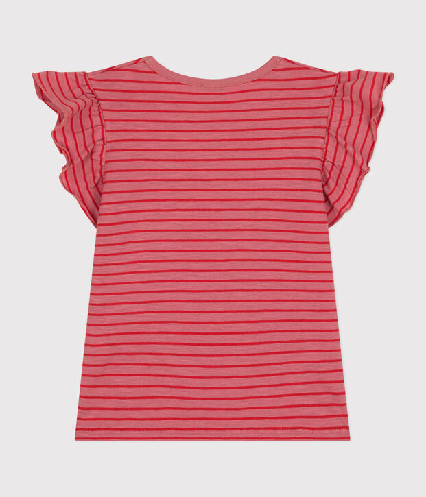 T-shirt a maniche corte in jersey bambina rosa/rosso
