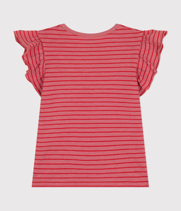 T-shirt a maniche corte in jersey bambina rosa/rosso