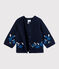 Cardigan bambina in maglia di lana e cotone blu SMOKING/bianco MULTICO