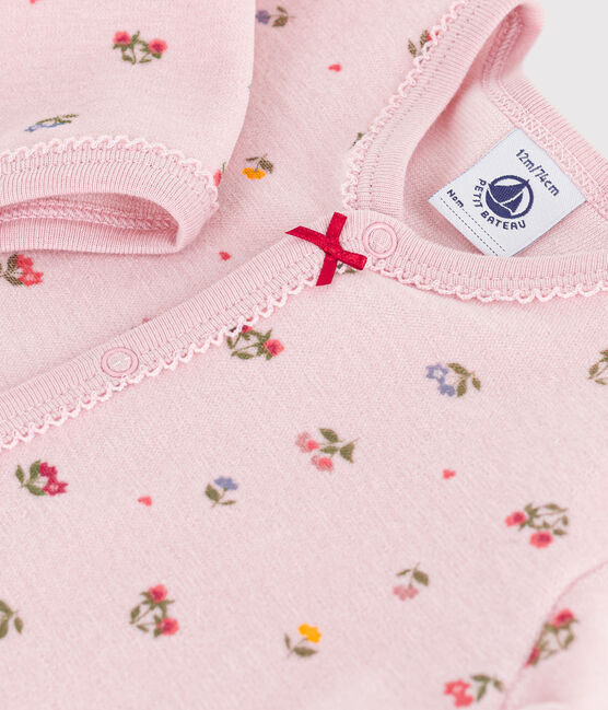 Pigiama in ciniglia con stampa a fiori neonato rosa JOLI/bianco MULTICO