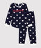 Pigiama bambina/bambino fantasia a cuori in molleton blu SMOKING/bianco MARSHMALLOW
