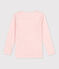 T-shirt a maniche lunghe millerighe in lana e cotone rosa CHARME/bianco MARSHMALLOW