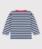 T-shirt bebè a maniche lunghe in jersey a righe blu MEDIEVAL/bianco MARSHMALLOW