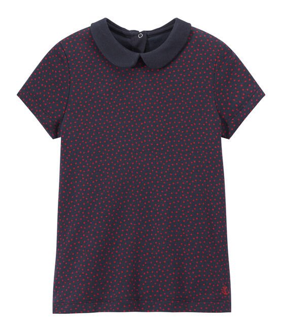 T-shirt bambina con colletto blu SMOKING/rosso TERKUIT