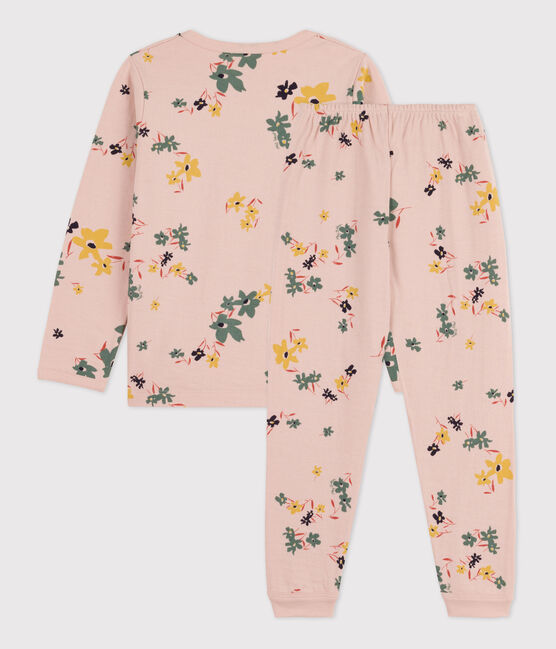Pigiama in  tubique, con fantasia fiore, per bimbe rosa SALINE/bianco MULTICO