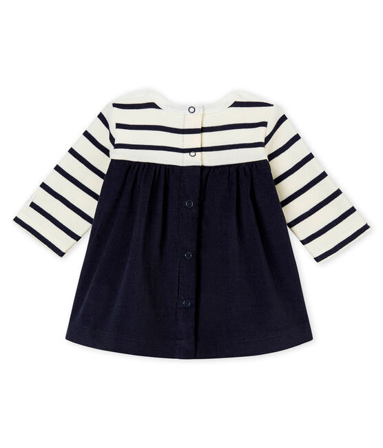Abito iconico per bebé femmina beige COQUILLE/blu ABYSSE