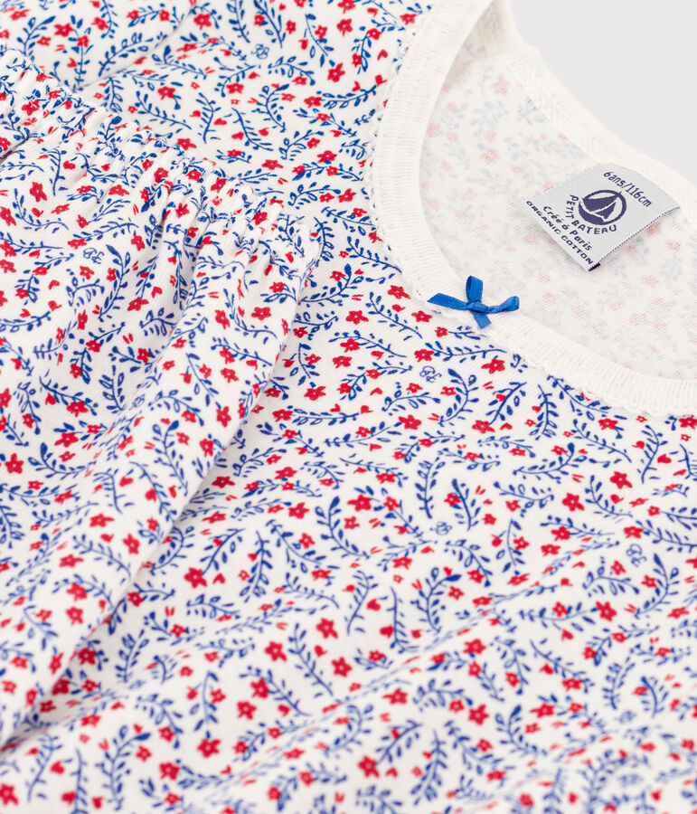 Pigiama corto a fiori bambina in cotone bianco/multicolore