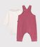 Ensemble salopette et body b&eacute;b&eacute; en coton avec col uni rosa/ecru