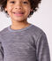 T-shirt a maniche lunghe in misto lana e cotone a righe bambino blu SOIR/ MARSHMALLOW