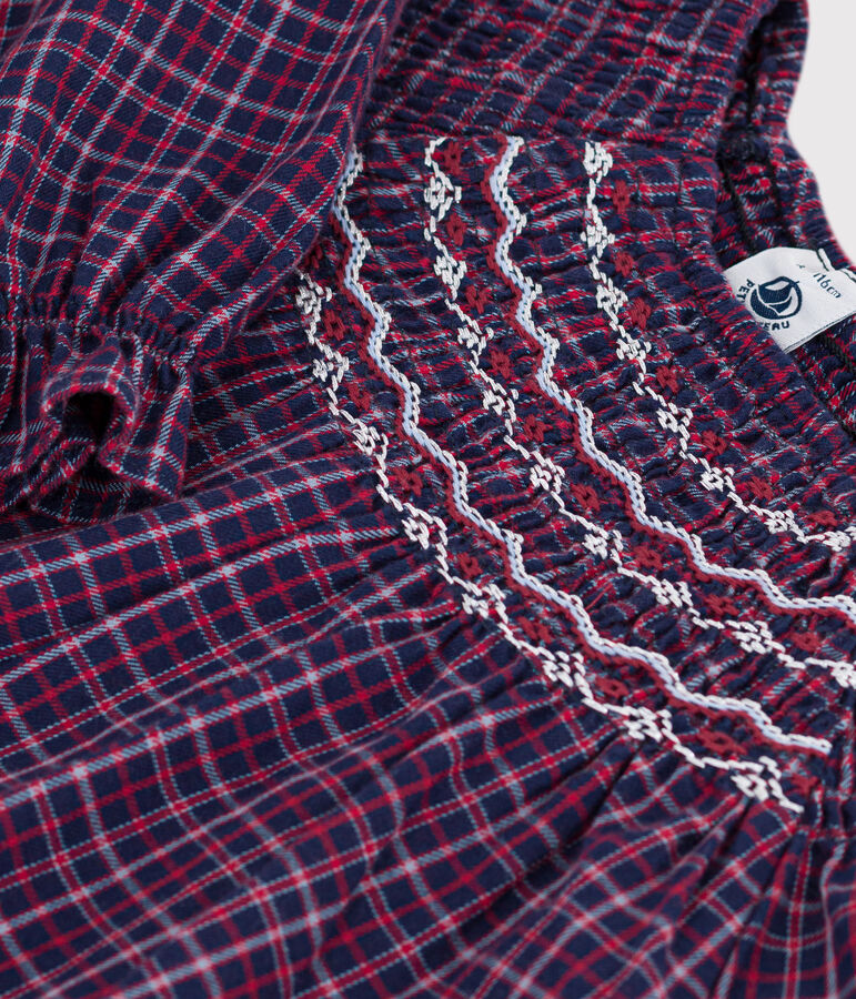 Abito a maniche lunghe in flanella a quadri bambina blu/multicolore