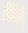 Pigiama bambina/bambino a cuori in tubique di cotone biologico bianco MARSHMALLOW/giallo OCRE