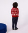 Pullover in lana e cotone fantasia bambino rosso/ecru