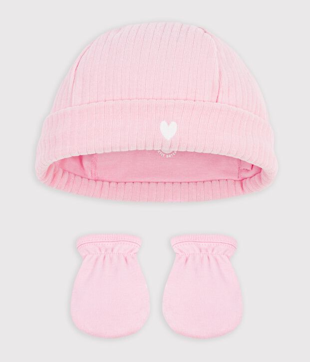 Set cuffietta e muffole in cotone neonato multicolore