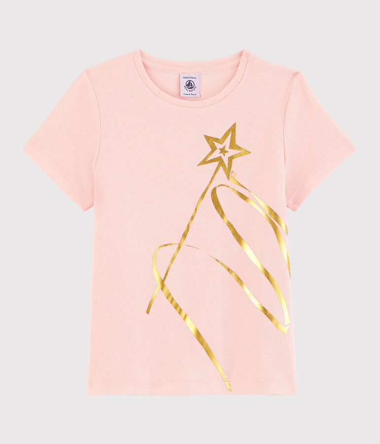 T-shirt a maniche corte in cotone bambina rosa