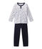 Pigiama bambino con scollo a serafino blu SMOKING/bianco ECUME/ MULTICO