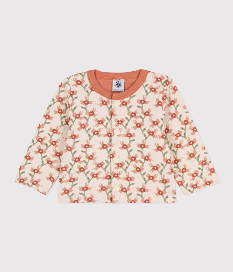 Cardigan in tubique trapuntato con stampa per beb&egrave; bianco AVALANCHE/ MULTICO