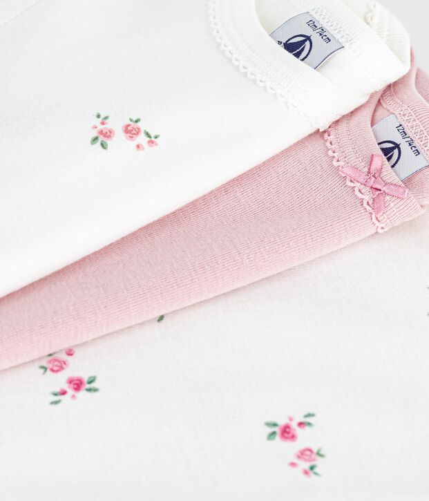 Set di body a maniche corte in cotone a fiori neonato multicolore