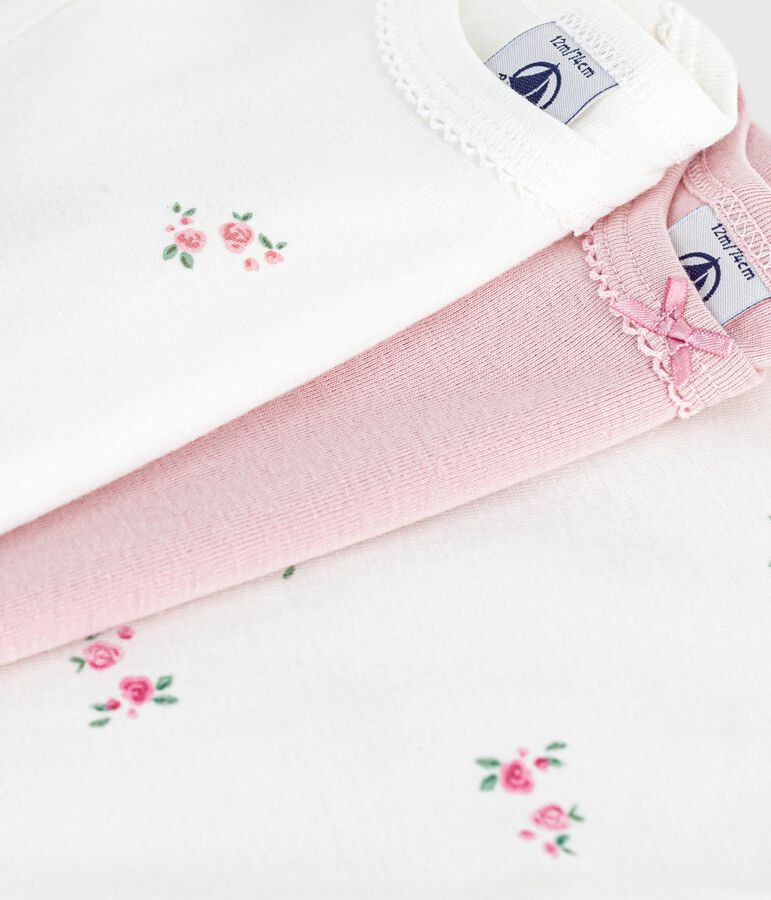 Set di body a maniche corte in cotone a fiori neonato multicolore