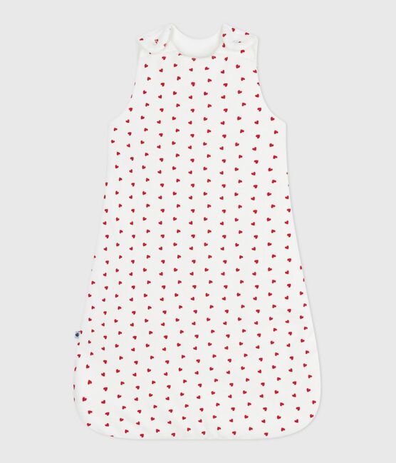 Sacco nanna in ciniglia con stampa a cuori neonato TOG 3 bianco MARSHMALLOW/rosso TERKUIT