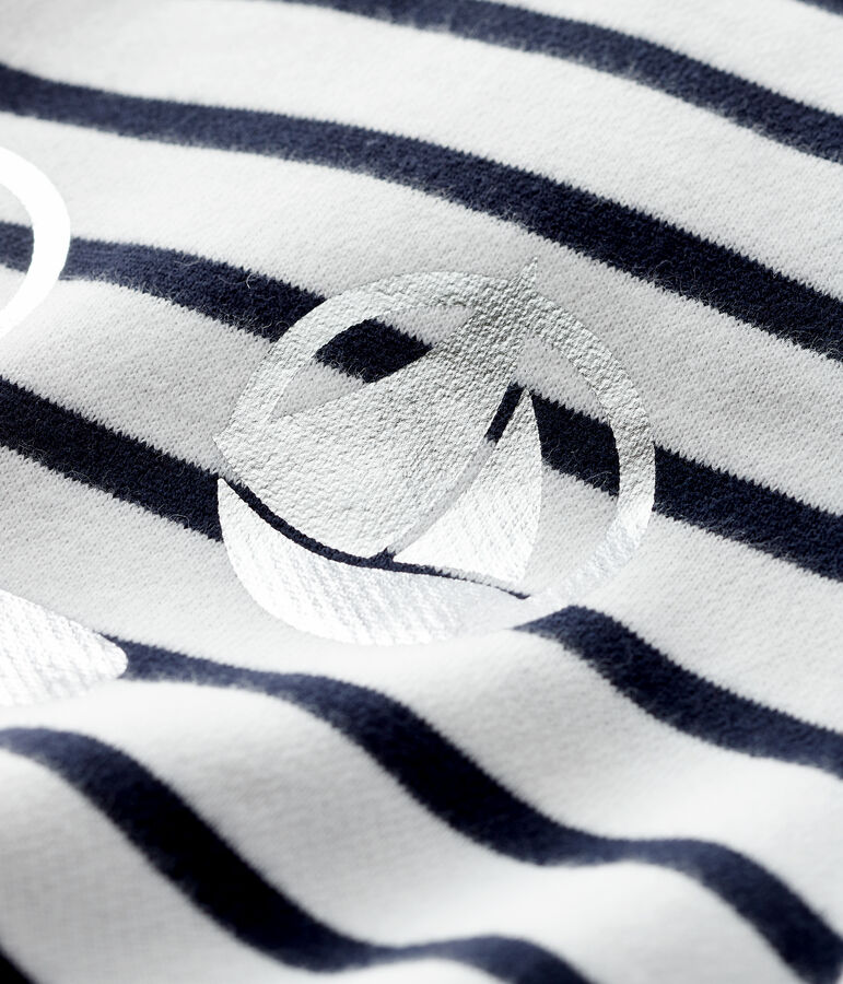 Felpa beb&egrave; femmina in molleton bianco/blu