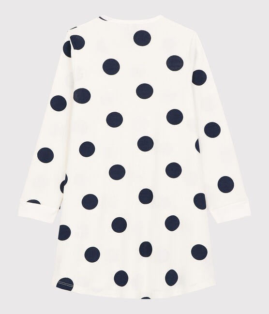 Camicia da notte bambina a pois in cotone biologico bianco MARSHMALLOW/blu MEDIEVAL