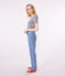 T-shirt L'Iconique scollo a V in cotone a righe donna blu SMOKING/bianco MARSHMALLOW