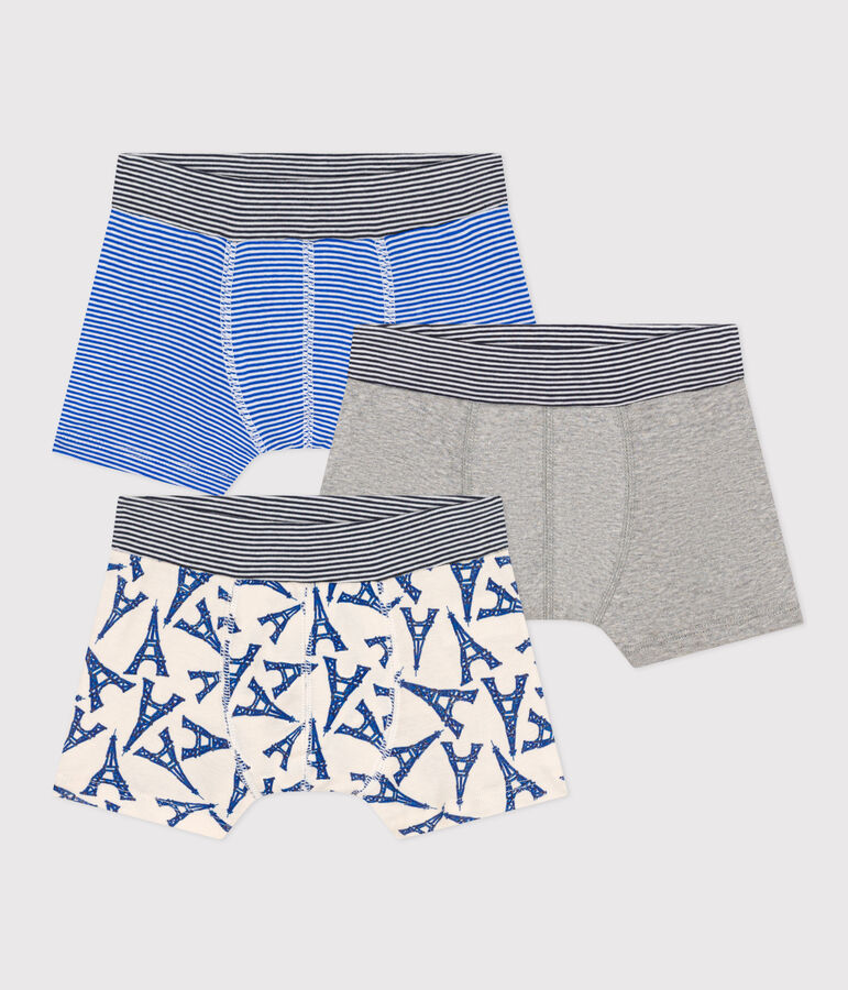 Confezione da 3 boxer bambino in cotone motivo Parigi multicolore
