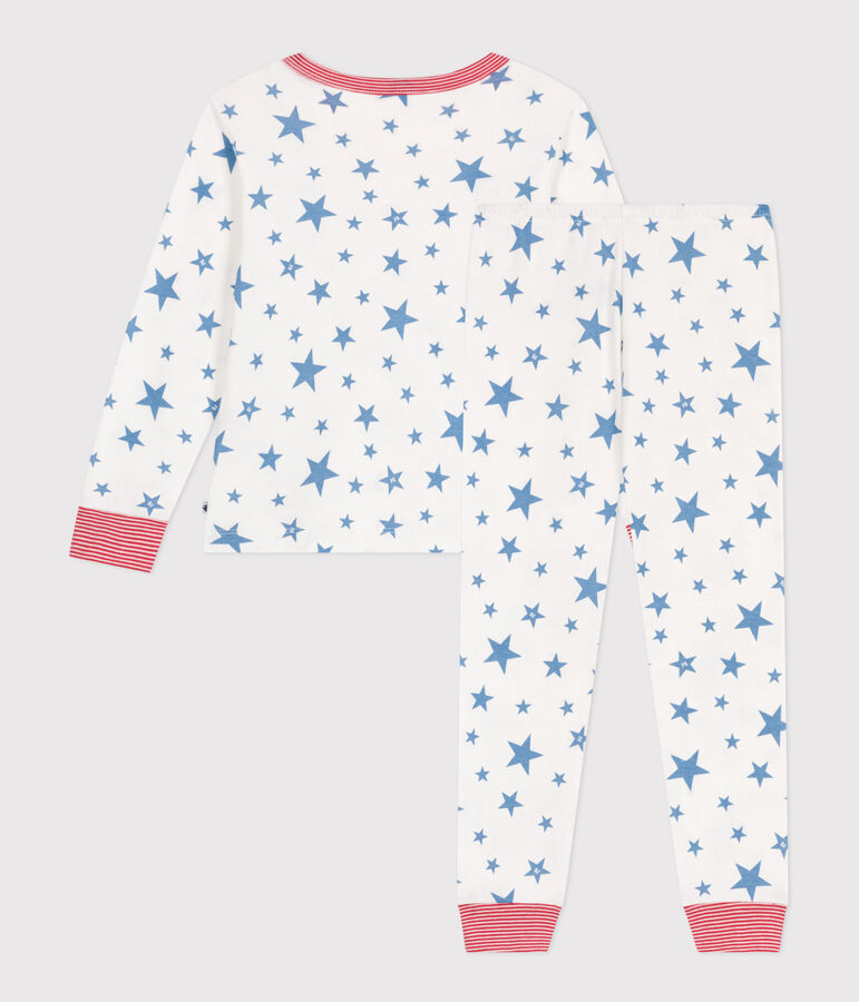 Pigiama in cotone con stelle stampate bambino bianco/blu