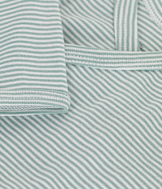 Body incrociato a maniche lunghe in cotone bebè blu PAUL/bianco MARSHMALLOW