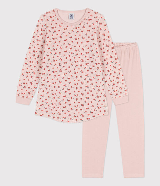 Camicia da notte e leggings a fiori in ciniglia e cotone per bimbe rosa SALINE/bianco MULTICO