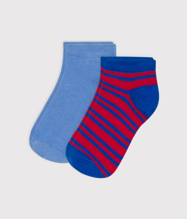 Confezione da 2 paia di calzini a righe in jersey di cotone bambini multicolore