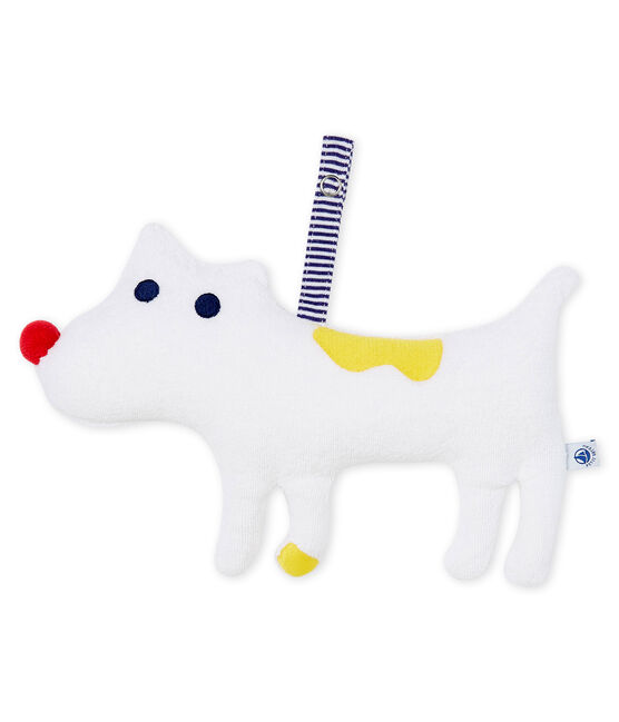 Doudou porta ciuccio bebé maschio in spugna bouclette bianco MARSHMALLOW